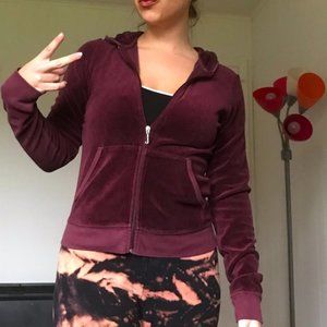 JUICY COUTURE Burgundy Maroon Velour Velvet Jacket Large